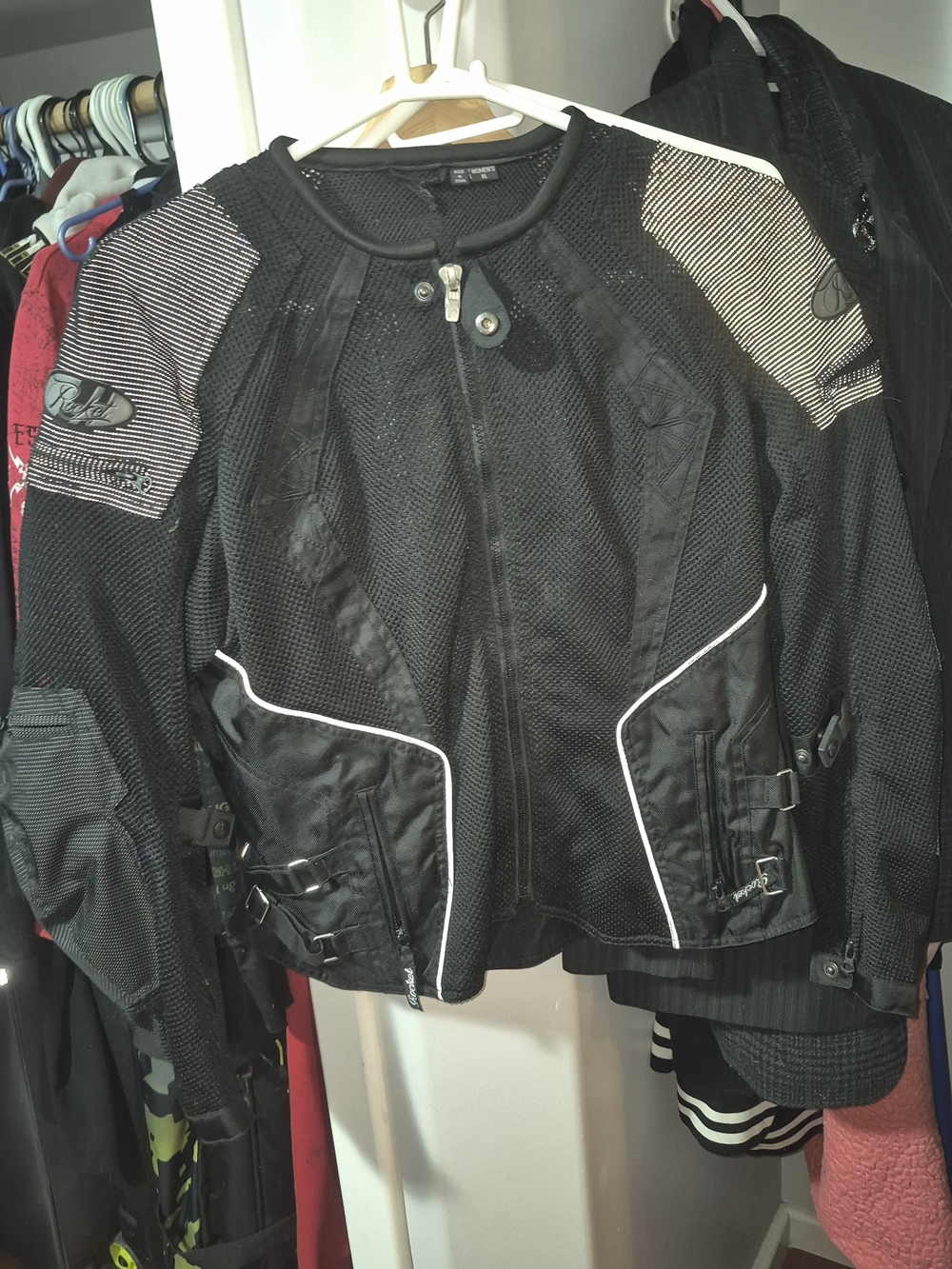 Women's Black Mesh Moto Jacket with Reflective Trim